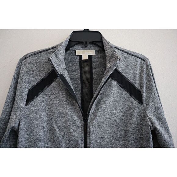 Michael Kors Women's Sz L Gray Heather Active Mesh-Panel Full-Zip Jacket - Picture 3 of 10